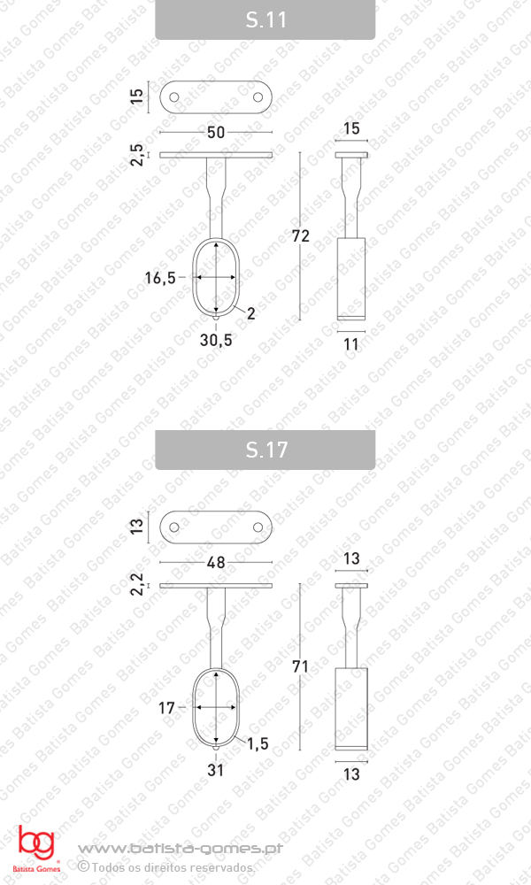 Suportes tecto para var�o